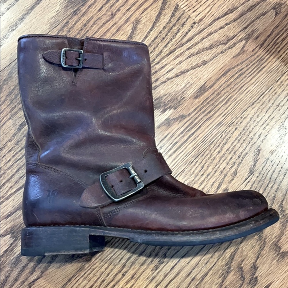 Distressed Frye Moto Boots